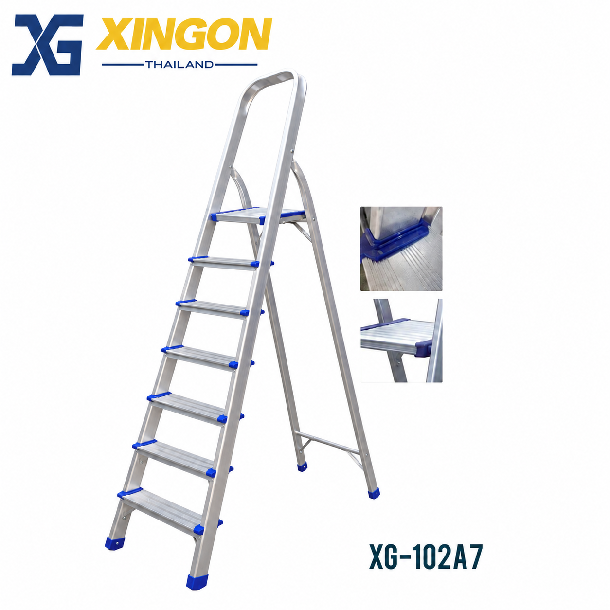 บันไดอลูมิเนียมมีราวจับ7ขั้น XG-102A7