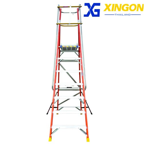 บันไดไฟเบอร์กลาสแพลตฟอร์ม7ฟุตมีขาค้ำ XG-152F7 - Image 4