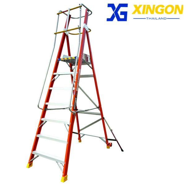 บันไดไฟเบอร์กลาสแพลตฟอร์ม7ฟุตมีขาค้ำ XG-152F7 - Image 5