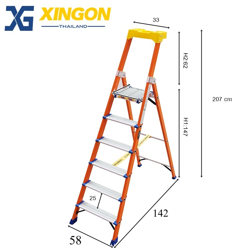 บันไดไฟเบอร์กลาสแพลตฟอร์ม6ฟุต XG-337F6 - Image 3