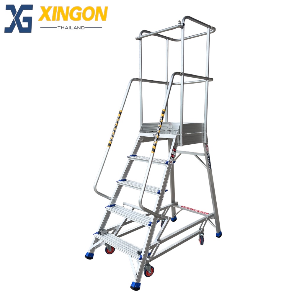 XG-358A5 บันไดอลูมิเนียมแพลตฟอร์มติดล้อ 5ขั้น