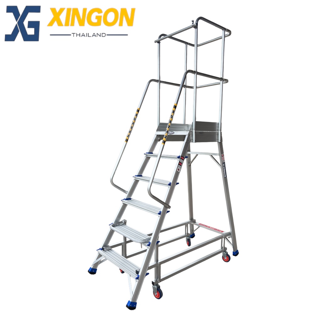 XG-358A6 บันไดอลูมิเนียมแพลตฟอร์มติดล้อ 6ขั้น