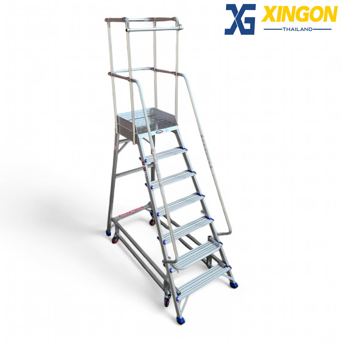 บันไดอลูมิเนียมแพลตฟอร์ม4ล้อ7ฟุต XG-358A7