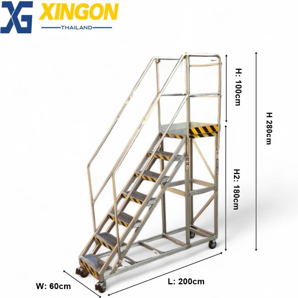 บันไดอลูมิเนียมติดล้อ7ขั้น XG-151D180 - Image 3