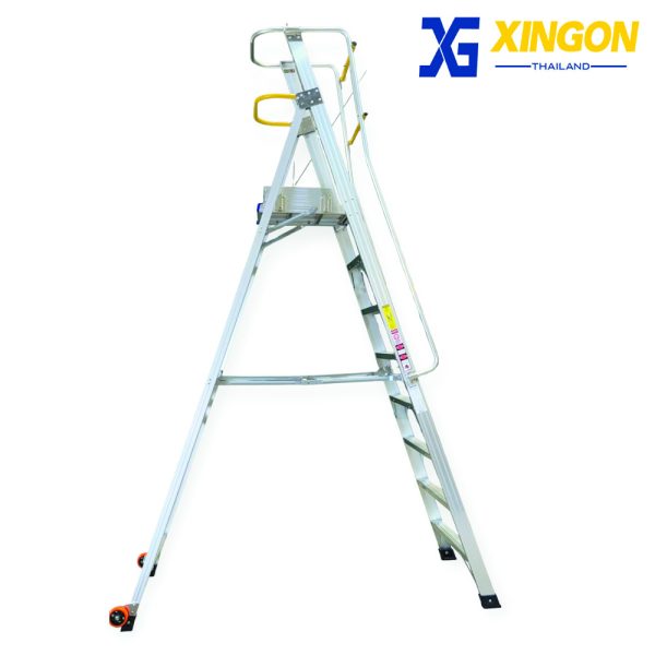 บันไดแพลตฟอร์ม อลูมิเนียม8ฟุตมีราวจับและกันตก XG-152A8 - Image 3