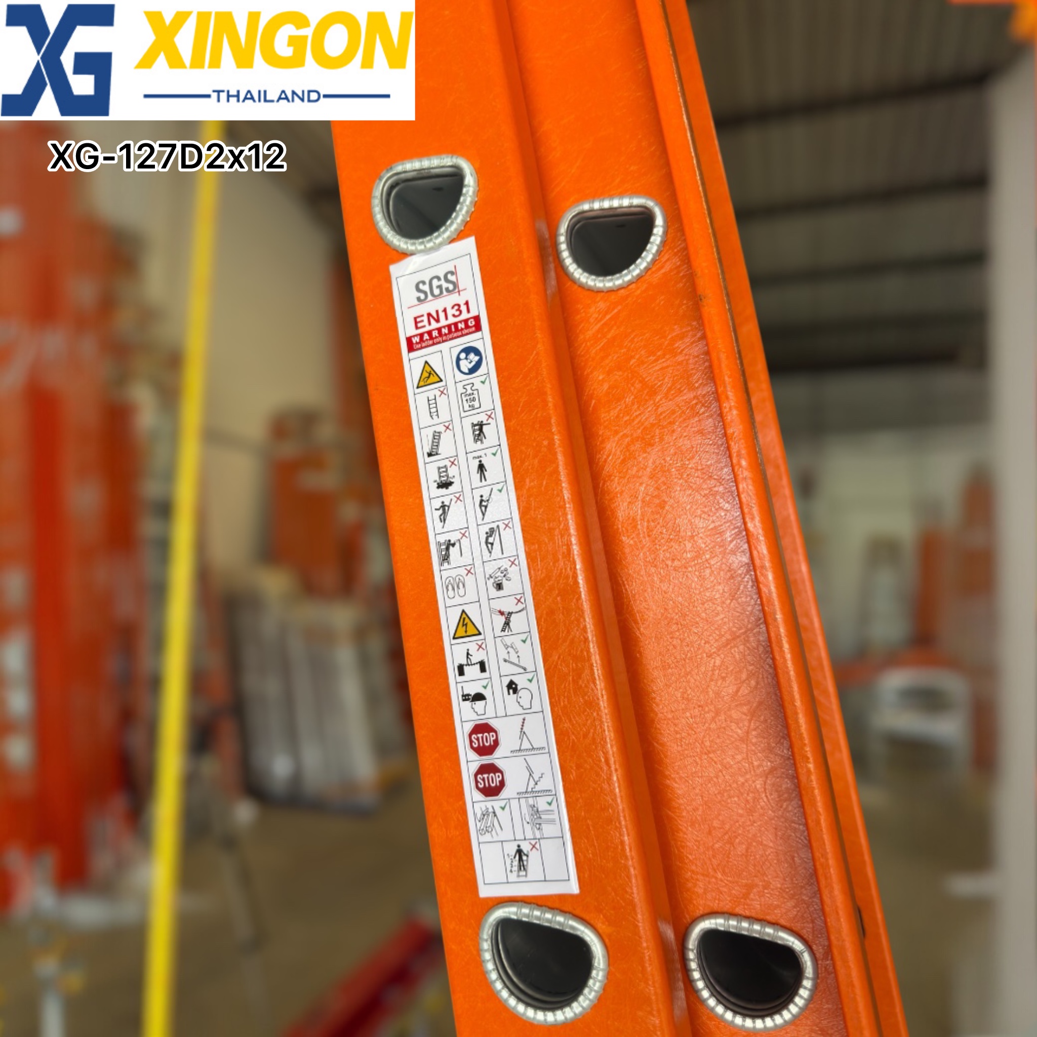 บันไดไฟเบอร์กลาสพาด2ตอนเลื่อน18ฟุต XG-127D2x18 - Image 4