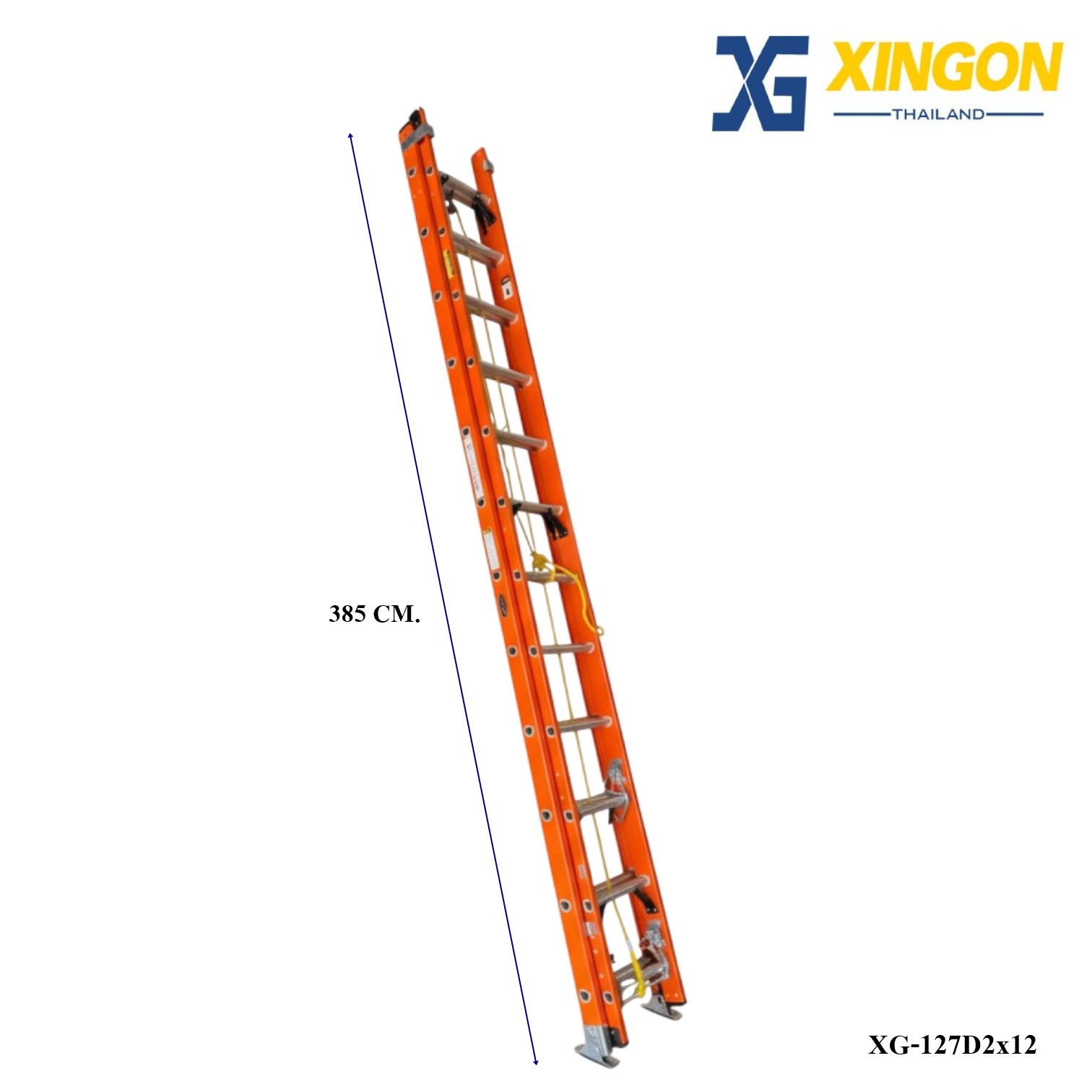 บันไดไฟเบอร์กลาสพาด2ตอนเลื่อน12ฟุต XG-127D2x12 - Image 3