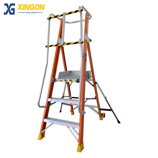 บันไดไฟเบอร์กลาสแพลตฟอร์ม3ฟุตมีขาค้ำ XG-152F3