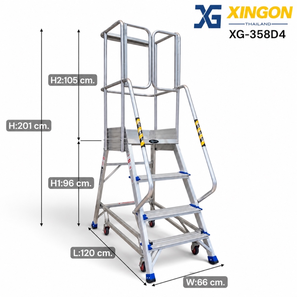 บันไดล้อเลื่อนอลูมิเนียมประตูเซฟตี้4ฟุต XG-358D4 - Image 4