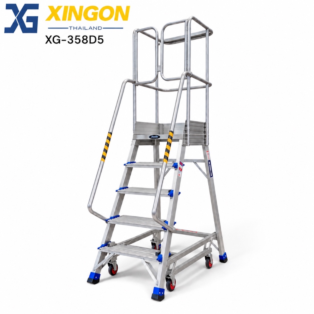 XG-358D5-บันไดติดล้ออลูมิเนียม-5ขั้น