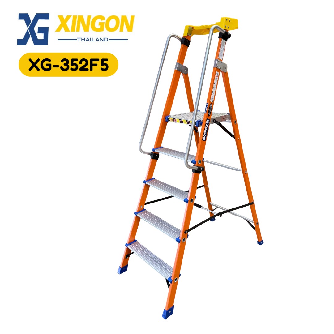บันไดแพลตฟอร์มไฟเบอร์กลาสมีราวจับ รุ่นจัมโบ้5ฟุต XG-352F5 (สินค้าใหม่) - Image 4