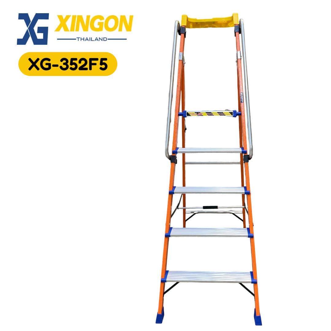 บันไดแพลตฟอร์มไฟเบอร์กลาสมีราวจับ รุ่นจัมโบ้5ฟุต XG-352F5 (สินค้าใหม่) - Image 3