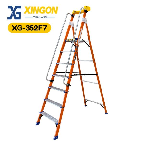 บันไดแพลตฟอร์มไฟเบอร์กลาสมีราวจับ รุ่นจัมโบ้7ฟุต XG-352F7 (สินค้าใหม่) - Image 3