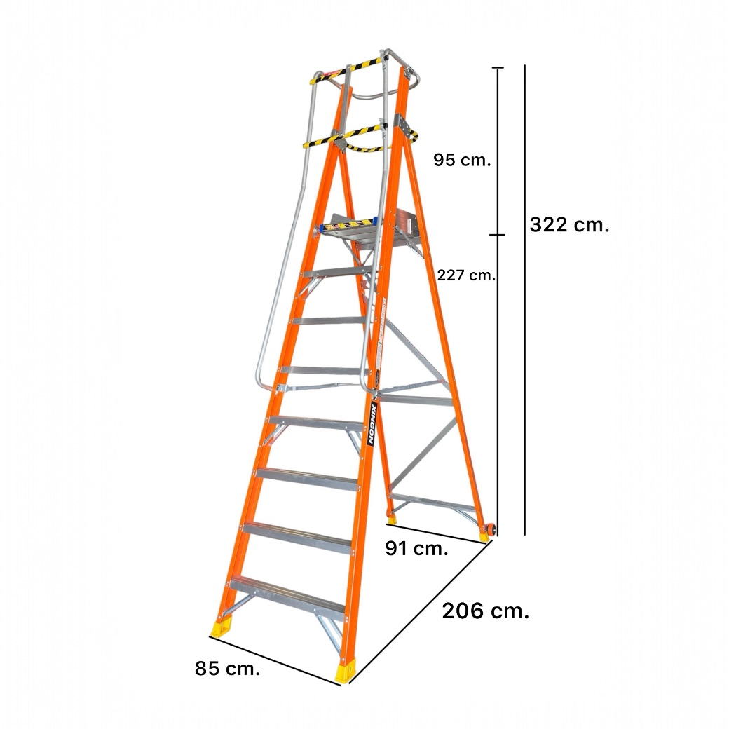 บันไดแพลตฟอร์ม ไฟเบอร์กลาส ติดล้อ 8ฟุต XG-152FD8 - Image 2