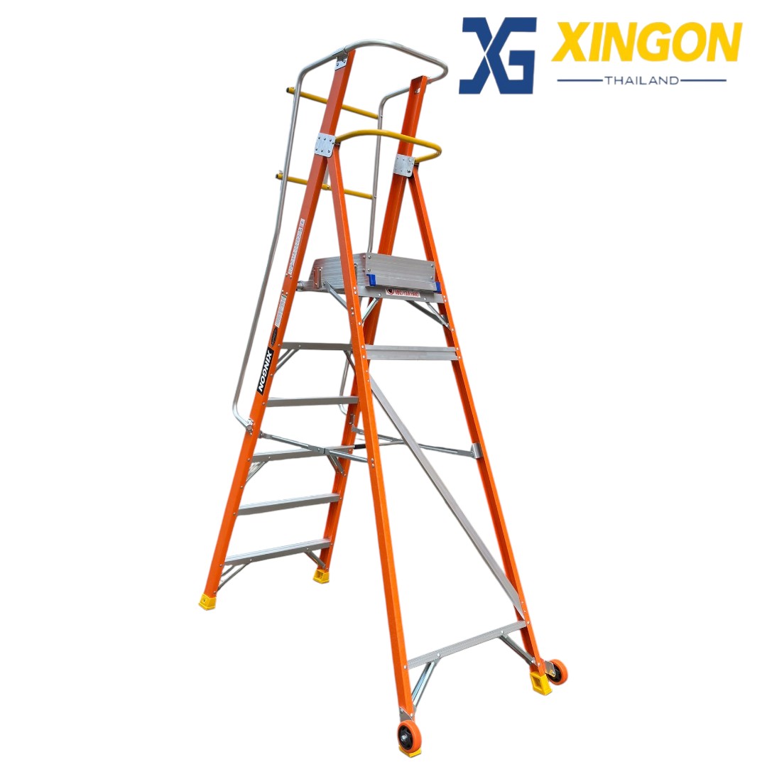 บันไดแพลตฟอร์ม ไฟเบอร์กลาส ติดล้อ 6ฟุต XG-152FD6 - Image 5