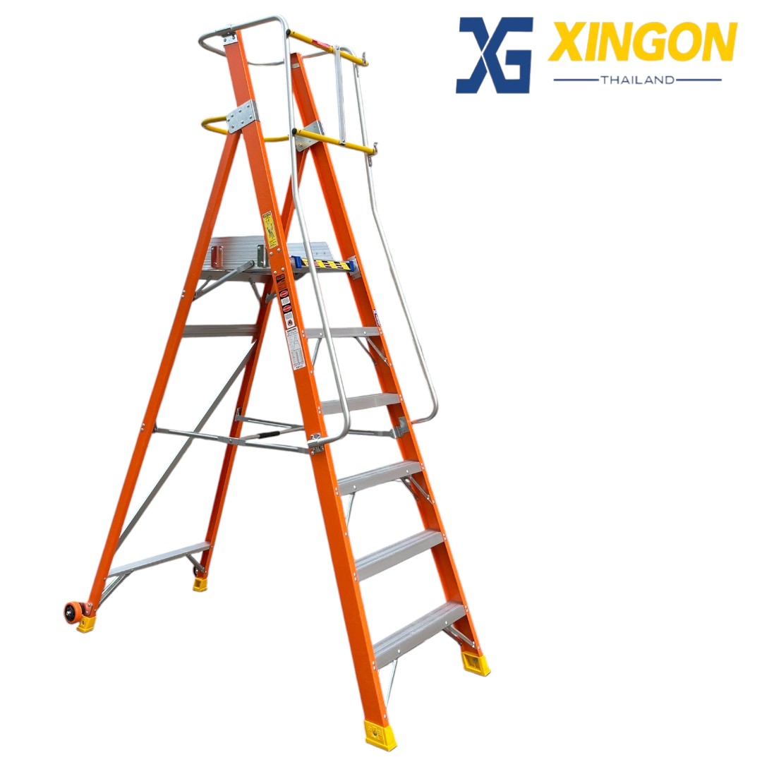 บันไดแพลตฟอร์ม ไฟเบอร์กลาส ติดล้อ 6ฟุต XG-152FD6 - Image 3
